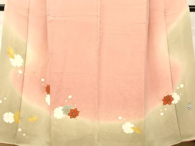 平和屋着物●人形作家・ホリヒロシ　訪問着　雪輪楓文　暈し染め　金彩　鬼しぼ縮緬　正絹　逸品　DAAR4409tw 平和屋着物○人形作家・ホリヒロシ 訪問着 雪輪楓文 暈し染め 金彩 鬼