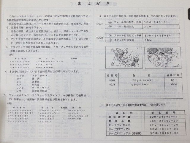 XV250 3DM7 8 ヤマハ パーツカタログ 送料無料 - メルカリ