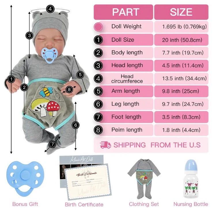 赤ちゃん人形 20インチ リアルベビードール 新生児 リボーンドール