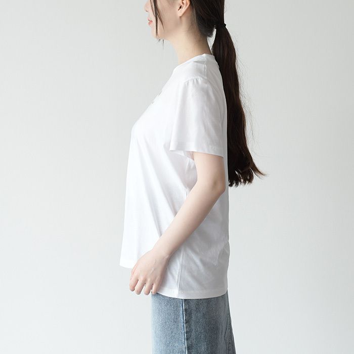 GANNI ガニー リラックス ネック T シャツ トップス T3561 レディース ホワイト ネイビー ブランドロゴ コットン オーガニック 春夏 半袖 人気 おすすめ GANNI ガニー リラックス ネック T シャツ トップス T3561