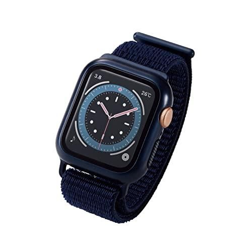 【新品・5営業日で発送】ELECOM エレコム Apple Watch 40mm用フルカバーケース ガラス バンド一体型 ファブリック ネイビー ／ AW-20SBCFBNV