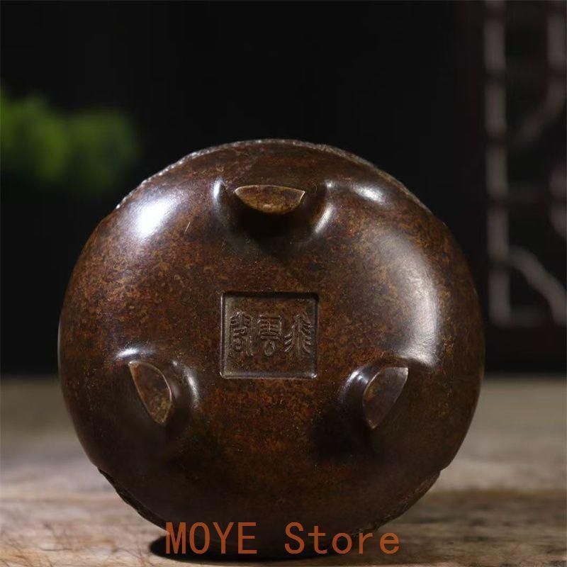 銅器 三足龍鳳彫花薫炉 茶台薫香炉 茶道具 香道具 装飾品 工芸品
