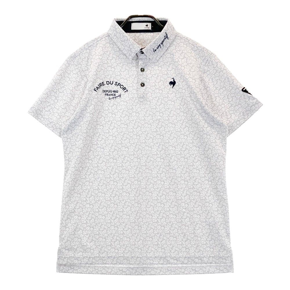 サイズ：L LECOQ GOLF ルコックゴルフ 2023年モデル 半袖 ポロシャツ 花柄 ブラック系 [240101278285]# ゴルフウェア メンズ ストスト