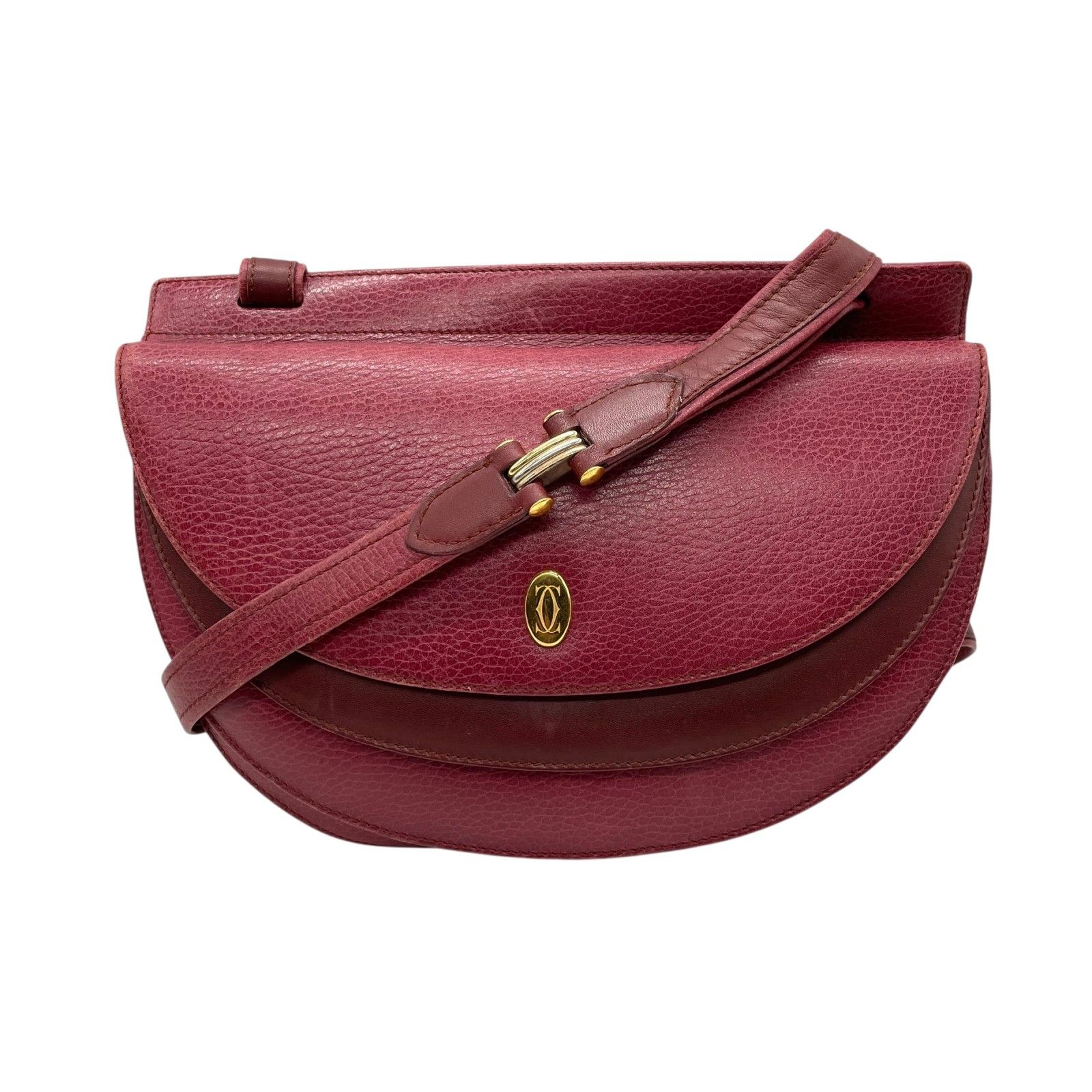 極美品 Cartier ショルダーバッグ マストライン C金具 レザー