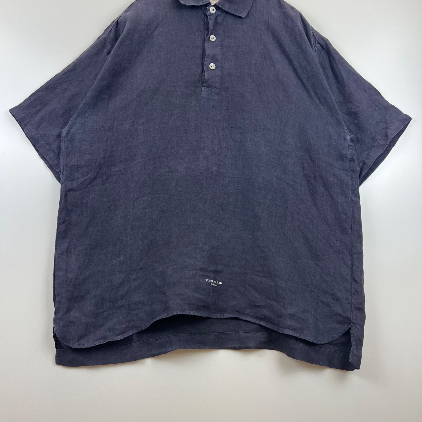STONE ISLAND MARINA Massimo 90s archive center logo LINEN S/S pull 