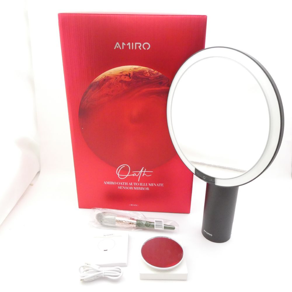 AMIRO アミロ Oath スマートセンサー AML009 女優ミラー 5倍拡大鏡 日光鏡 8インチ USB充電式 LED BU4678