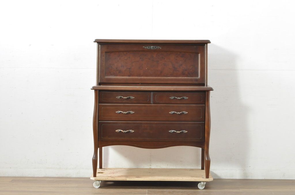 マルニ木工　天然木　机　ライティングビューロー　レトロ　アンティーク マルニ木工 天然木 机 ライティングビューロー レトロ アンティーク