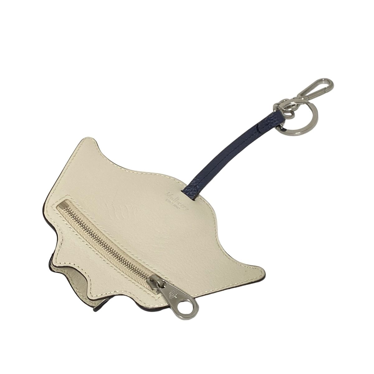 MULBERRY マルベリー キーホルダー チャーム - ネイビー×グレーベージュ×シルバー エイ レザー