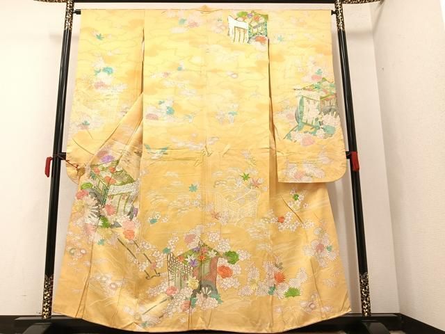 美品　成人式❤️　振袖フルセット　絞り　駒刺繍　御所車飛鶴吉祥文　金彩　正絹　逸品 美品 成人式❤️ 振袖フルセット 絞り 駒刺繍 御所車飛鶴吉祥文