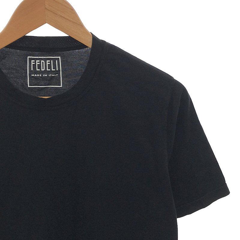 FEDELI / フェデリ | コットン クルーネック Tシャツ カットソー | 48 | ブラック | メンズ