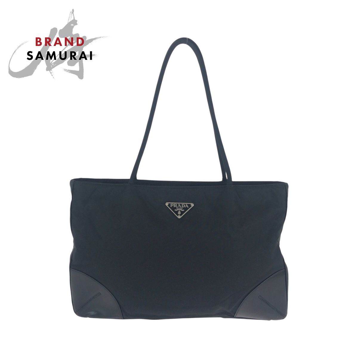 美品 PRADA プラダ テスート 三角ロゴプレート ブラック 黒 シルバー