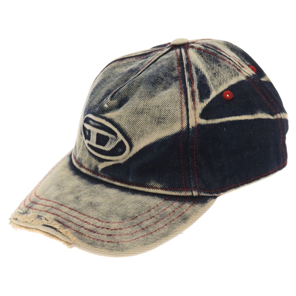 DIESEL (ディーゼル) C-SEYMON シーセイモン Dロゴ クラッシュデニム ベースボールキャップ インディゴ A06467