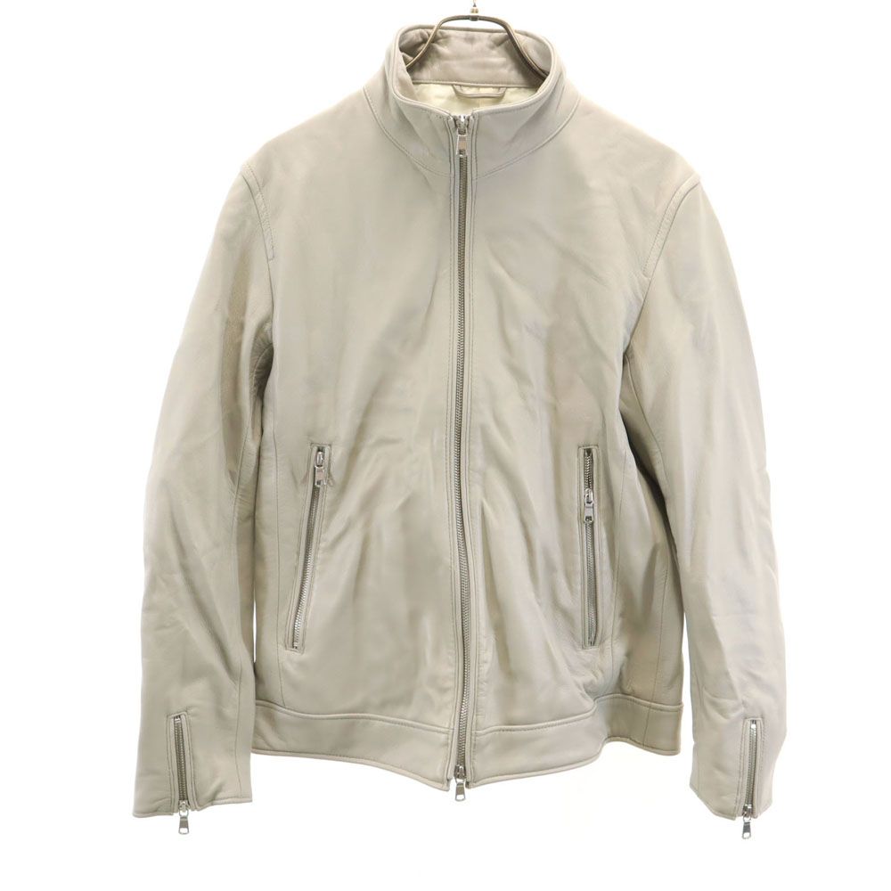 HETEHOMME 羊革 シングルライダースジャケット L アイボリー HETEHOMME メンズ