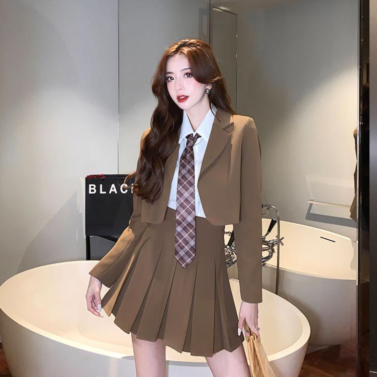 フォーマルスーツ 制服 2点セット スーツ セミフォーマル セットアップ 入学式スーツ 七五三 女の子 ブレザー 高校生 M 子供スーツ JK制服 卒業式 女の子 プリーツスカート 成人式 韓国 スー koisu605988