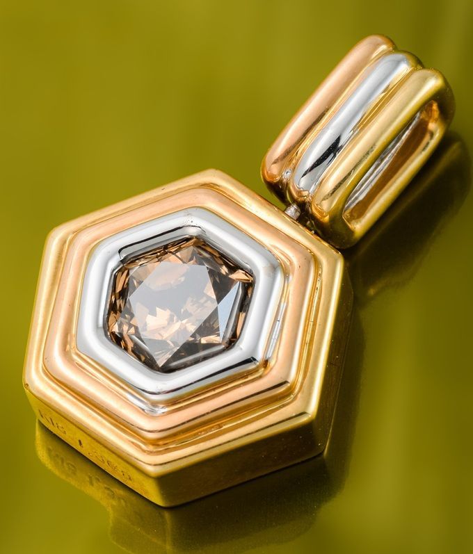 コンパクトな K18YG|WG ブラウンダイヤモンド ペンダント 品番b23-291