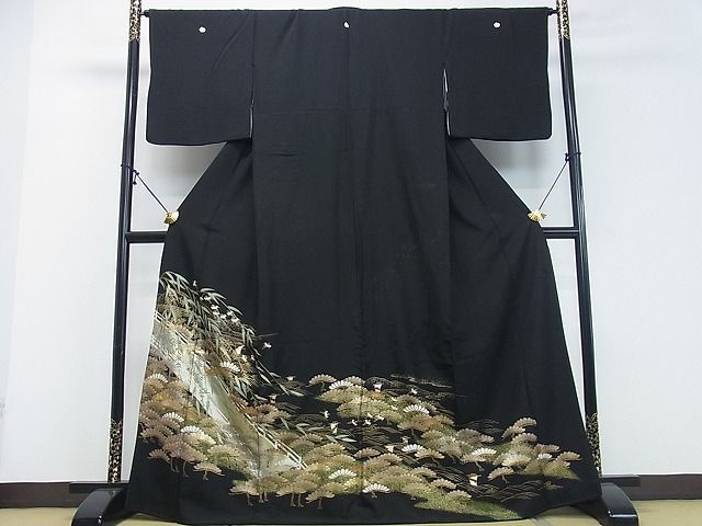 平和屋着物□付下げ 刺繍 宝尽くし花文 松竹梅 金銀彩 正絹 逸品