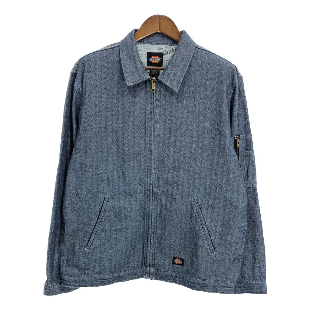 Dickies ディッキーズ ワークジャケット ヘリンボーン ブルー (メンズ M) 中古 古着 R3869