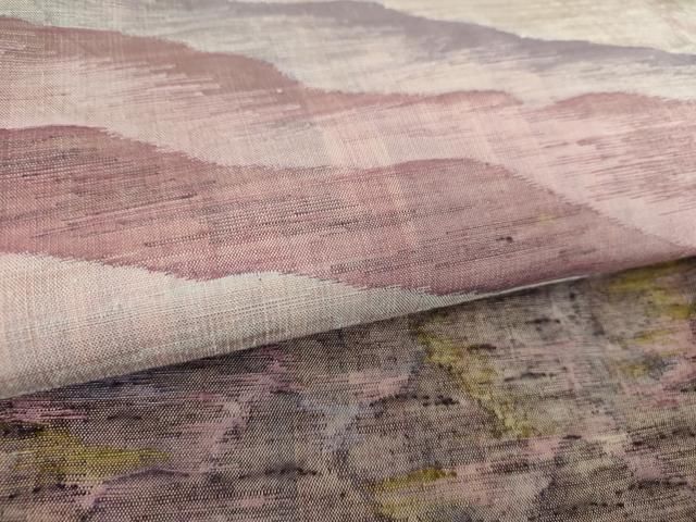 平和屋着物○能州紬 絲藝苑 上島洋山 訪問着 樹林風景 正絹 逸品  