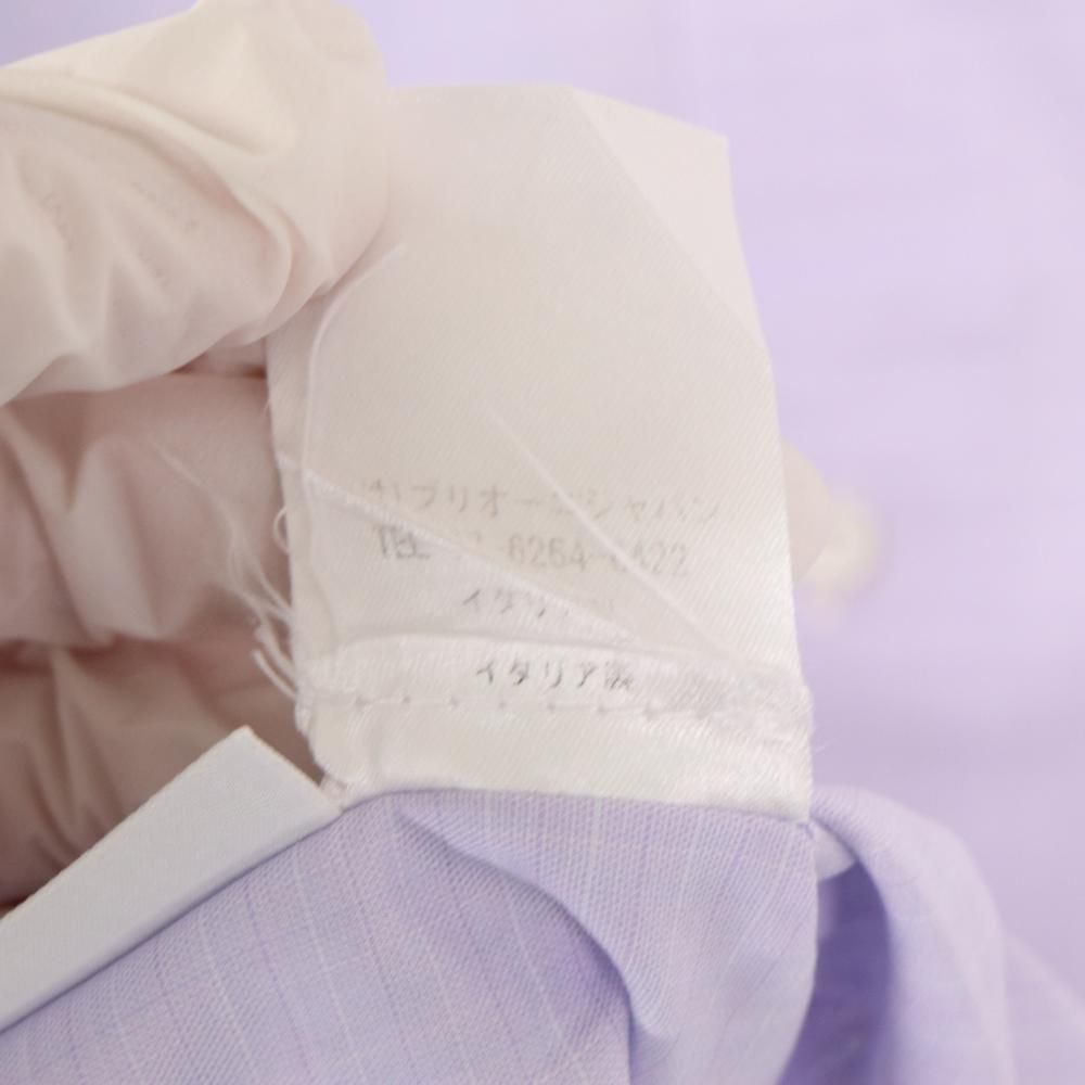 ブリオーニ 長袖 ドレスシャツ 青水チェック 40 Brioni (ブリオーニ) イタリア製 チェック柄 ワイドカラー