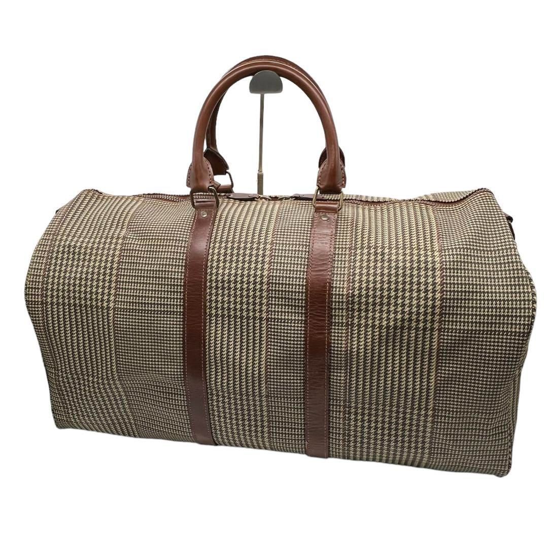 ✨良品✨PoloRalphLauren ボストンバッグ 千鳥格子 ブラウン - メルカリ 