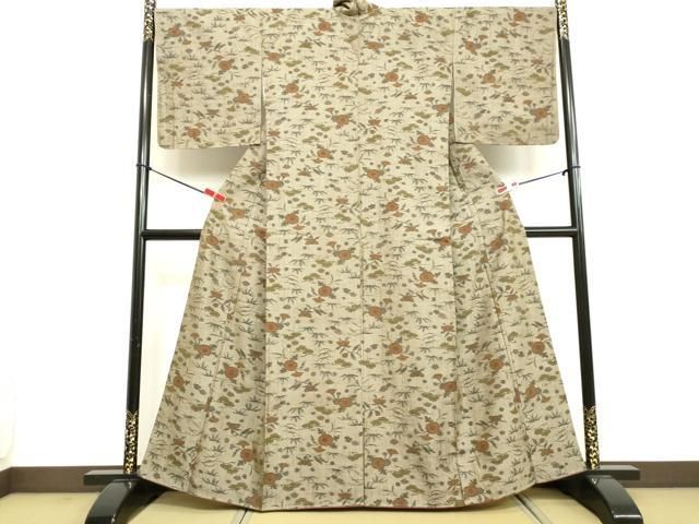 平和屋着物○上質なお召 間道 正絹 逸品 DAAV1438tw