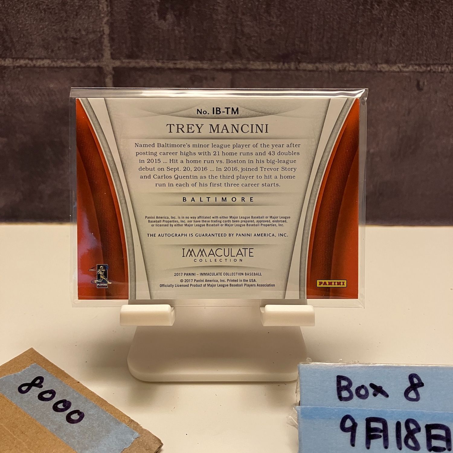 バッジョ 直筆サイン Panini Immaculate Collection 2017 Panini Immaculate Collection Trey Mancini 02/10 直筆サイン