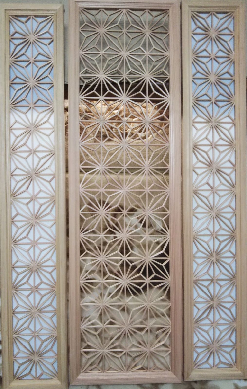 119 麻の葉組子 クロス アクリル板 吹き抜け3枚一組 【公式通販】