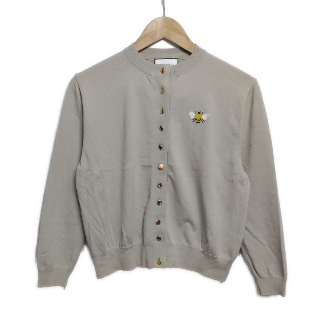 SEVEN TEN by MIHO KAWAHITO セブンテン バイミホカワヒト カーディガン サイズS レディース - グレーベージュ 長袖|刺繍|蜂