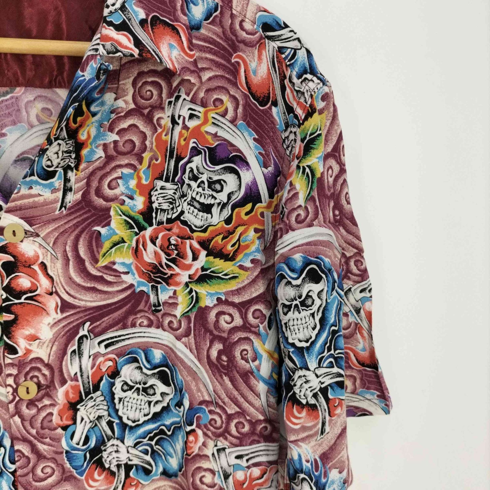 ヒステリックグラマー HYSTERIC GLAMOUR スカル レーヨンアロハシャツ