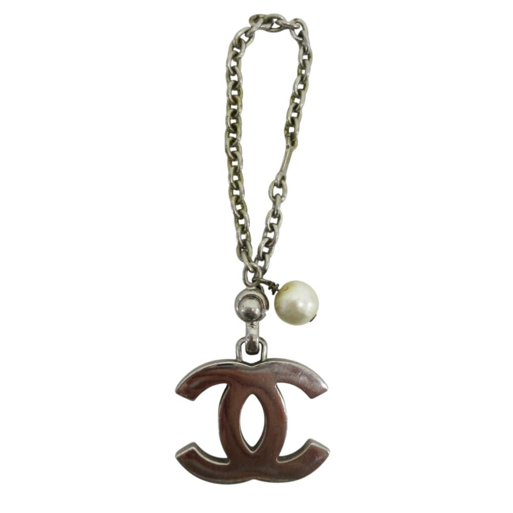 02C CHANEL シャネル ヴィンテージ フェイクパール ココマーク チャーム シルバー レディース 古着