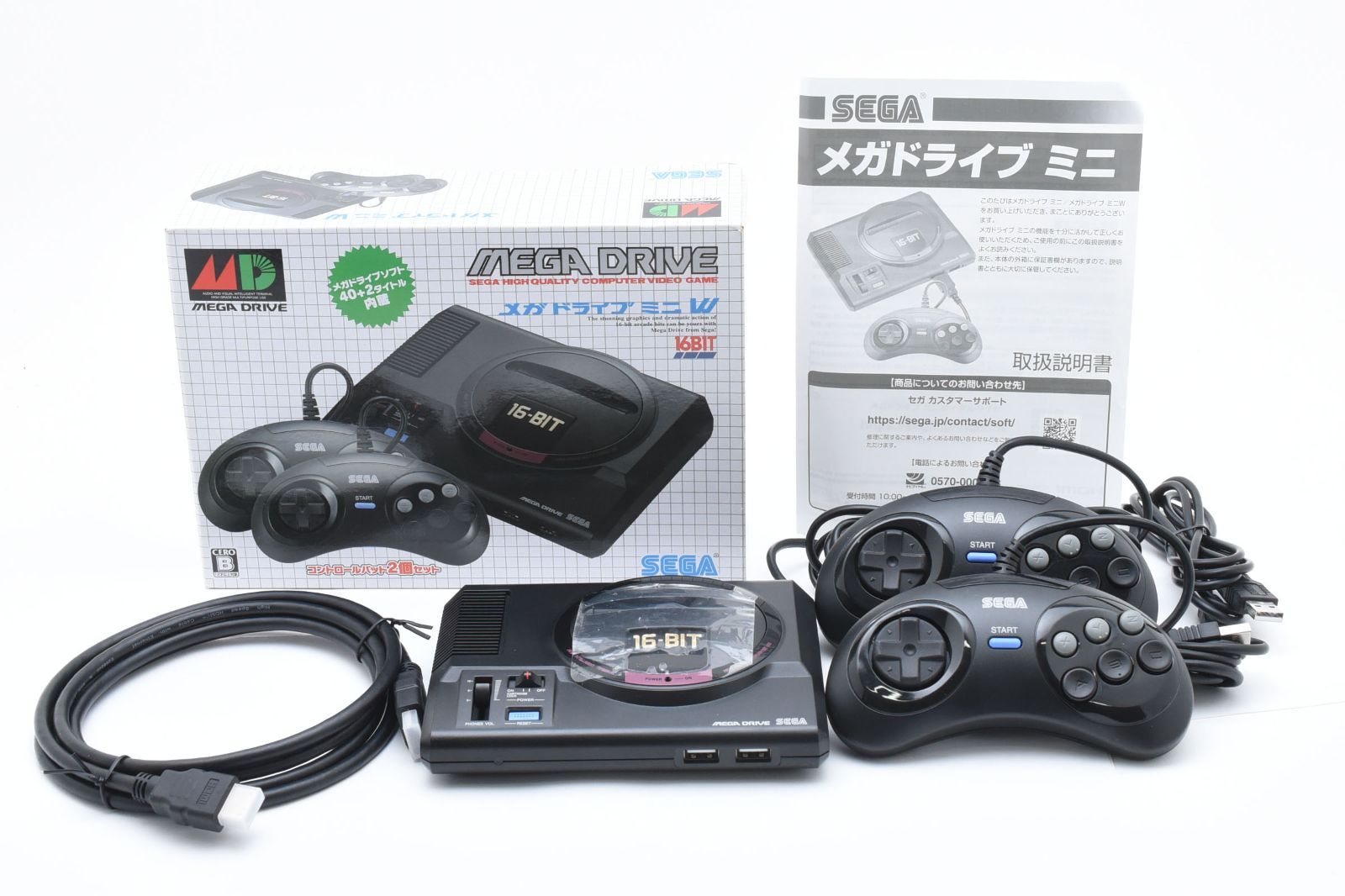 上 完品 SEGA セガ メガドライブミニW 本体＋コントローラー2個セット HDMI対応 B431