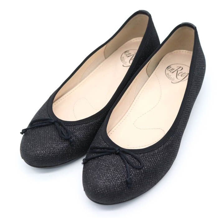アンリーフ un Reef 新品 バレエシューズ ブラック 23.5ｃｍ アンリーフ バレエシューズ フラットシューズ リボン パンプス 靴 黒