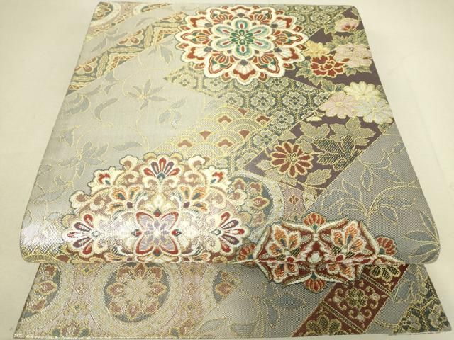 平和屋着物◎六通柄袋帯 正倉院花文 金銀糸 正絹