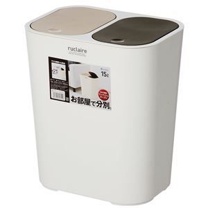 〔12個セット〕 ゴミ箱 ダストボックス 約幅294mm 約15L ホワイト 小型 2分別 ふた付 ワンプッシュオープン ルクレール リビング