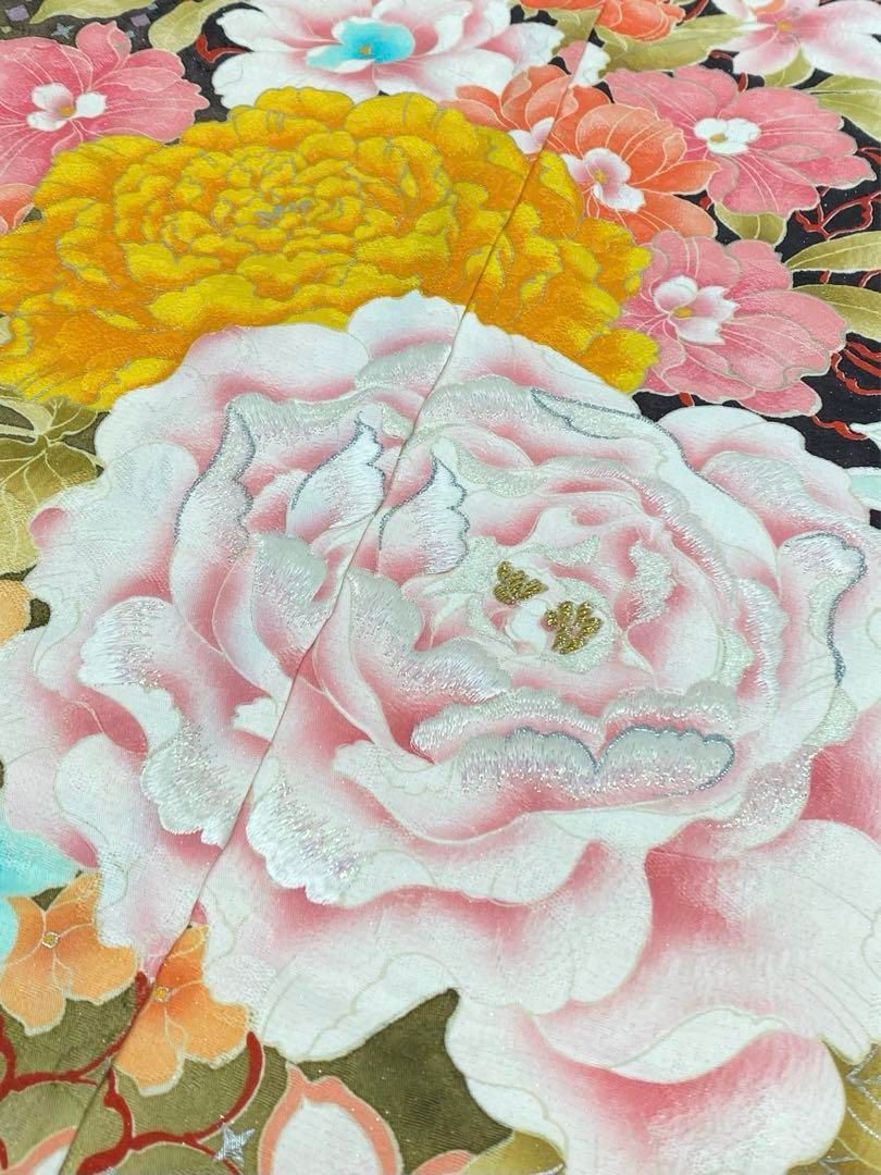 平和屋着物○豪華振袖 牡丹 草花 ラインストーン 暈し染め 金彩 正絹