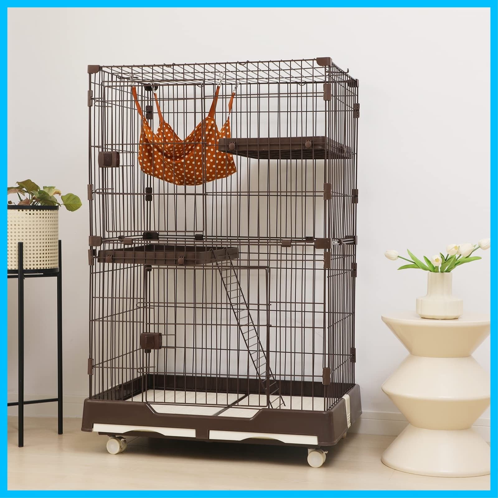 PETTOM 猫 ケージ キャットケージ ケージ 幅82cm 2/3段 ペット