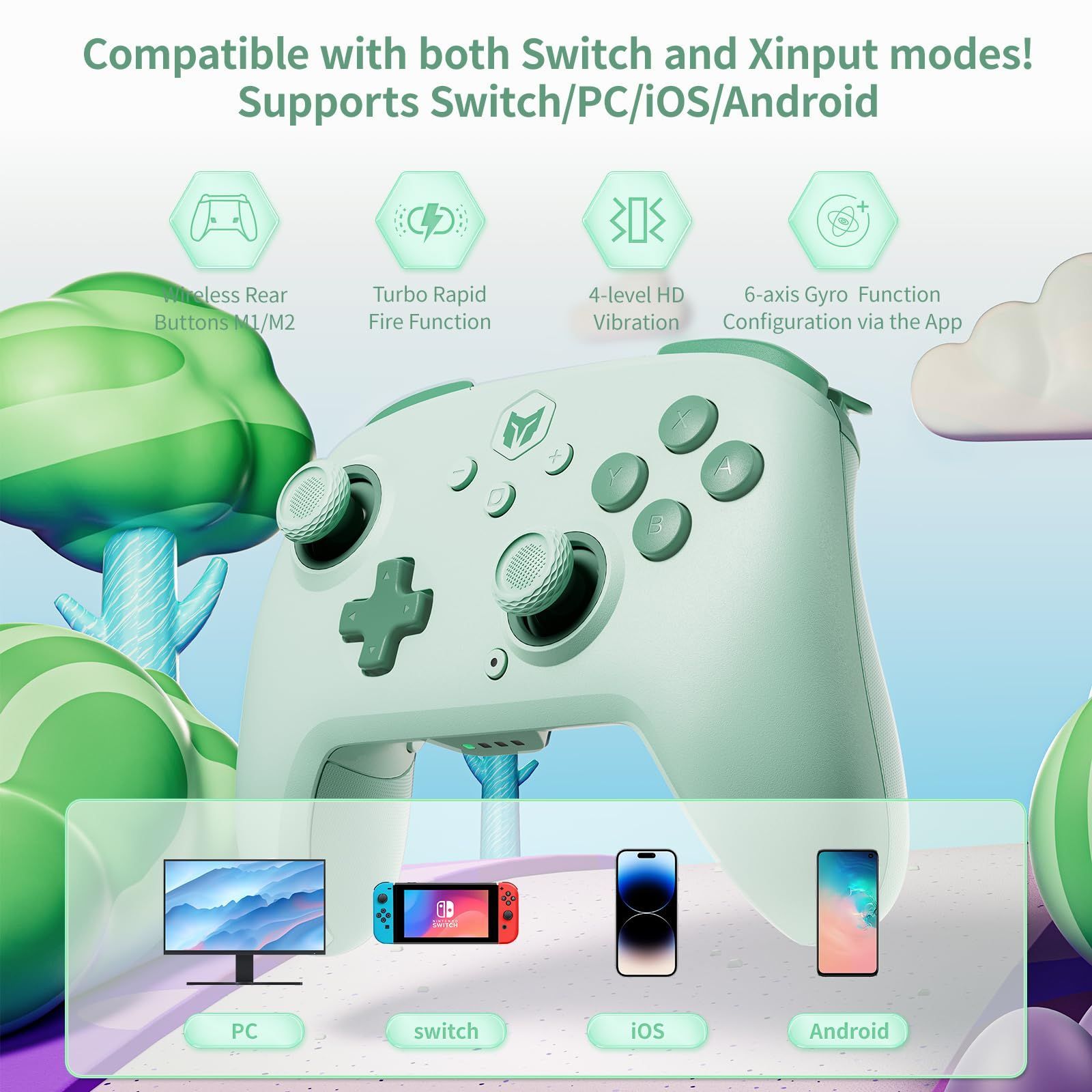 BIGBIG WON Wireless Controllers PC コントローラー Bluetooth無線 有線接続 連射機能 4階段HD振動 NFC機能 背面ボタン付き プログラム機能 1000 mAh大容量バッテリー ジャイロセンサー搭載 Switch