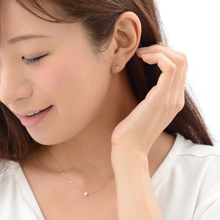 ダイヤモンド ネックレス K18 イエローゴールド 天然ダイヤ 0.07ct 一