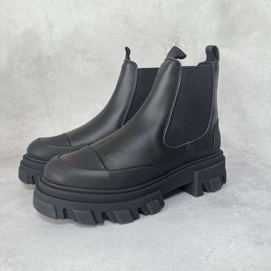 Ganni ガニー レザー チェルシーブーツ ブラック 36 箱無し