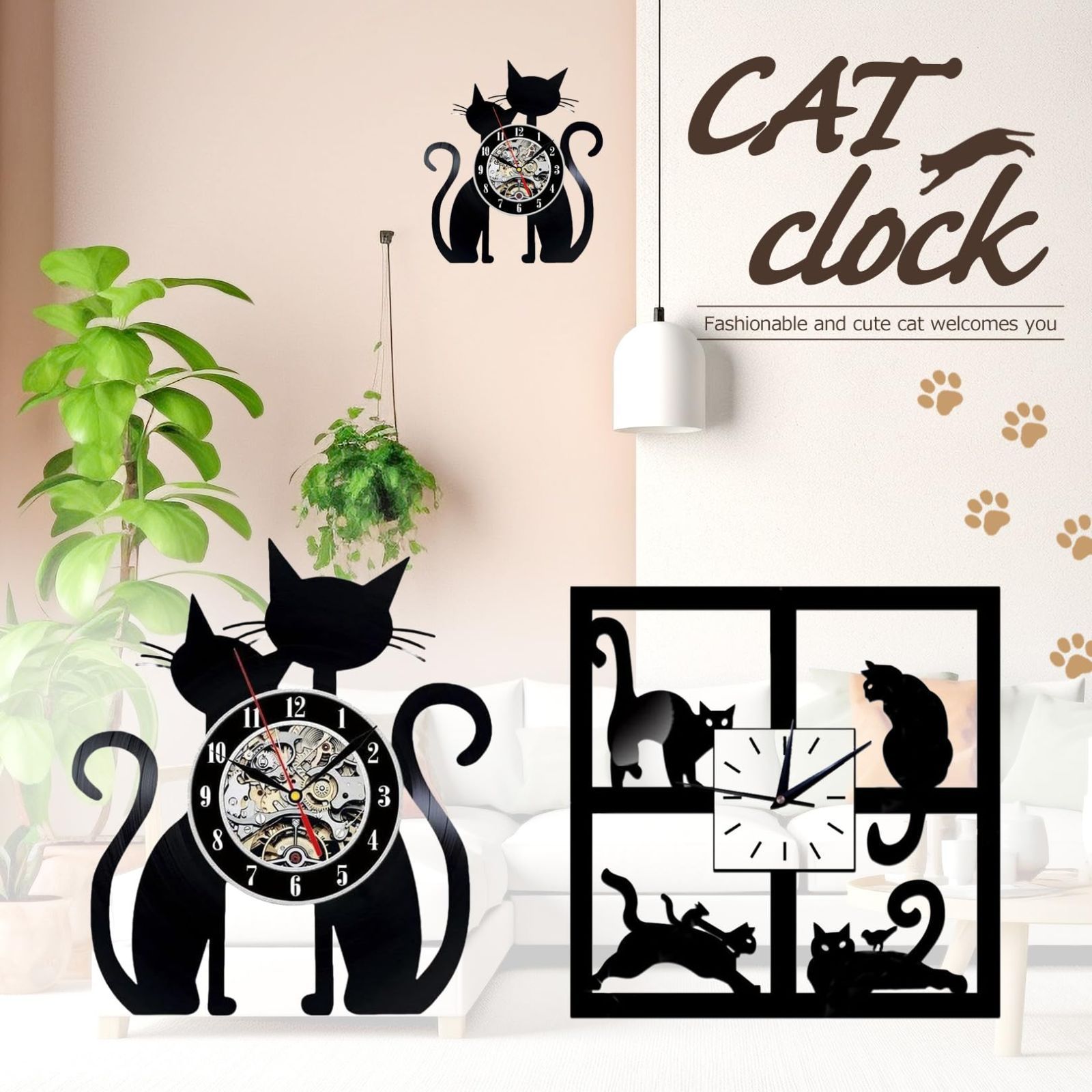新品 アンティーク 北欧 ネコ インテリア 猫 掛け時計 アナログ 壁掛け 時計 (ネコB) 壁掛け時計 PIENSE