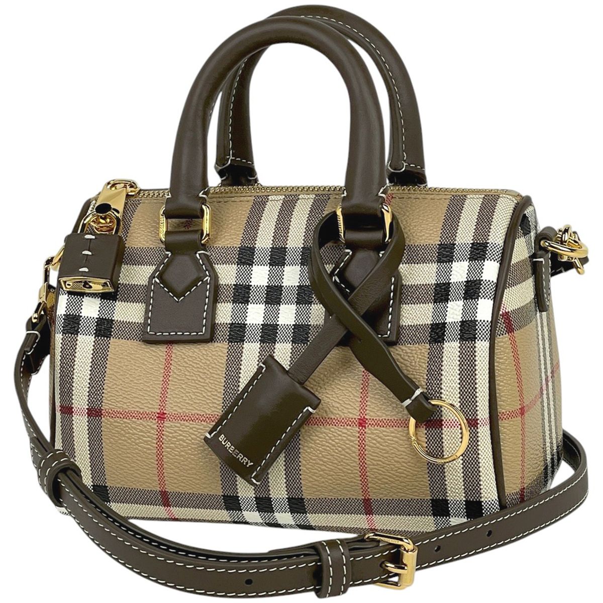 値段交渉可能【BURBERRY】チェック柄ブラウンレザー ハンドバッグ 値段交渉可能【BURBERRY】チェック柄ブラウンレザー