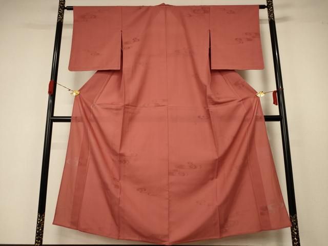 平和屋着物＊夏物 色無地 流水紋絽 茶色 洗える着物 未使用 AAAZ4635jd