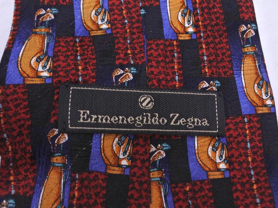 ZEGNA ゼニア　ネクタイ　ワインレッド　シルク100% Ermenegildo Zegna エルメネジルド ゼニア シルク100% 総柄