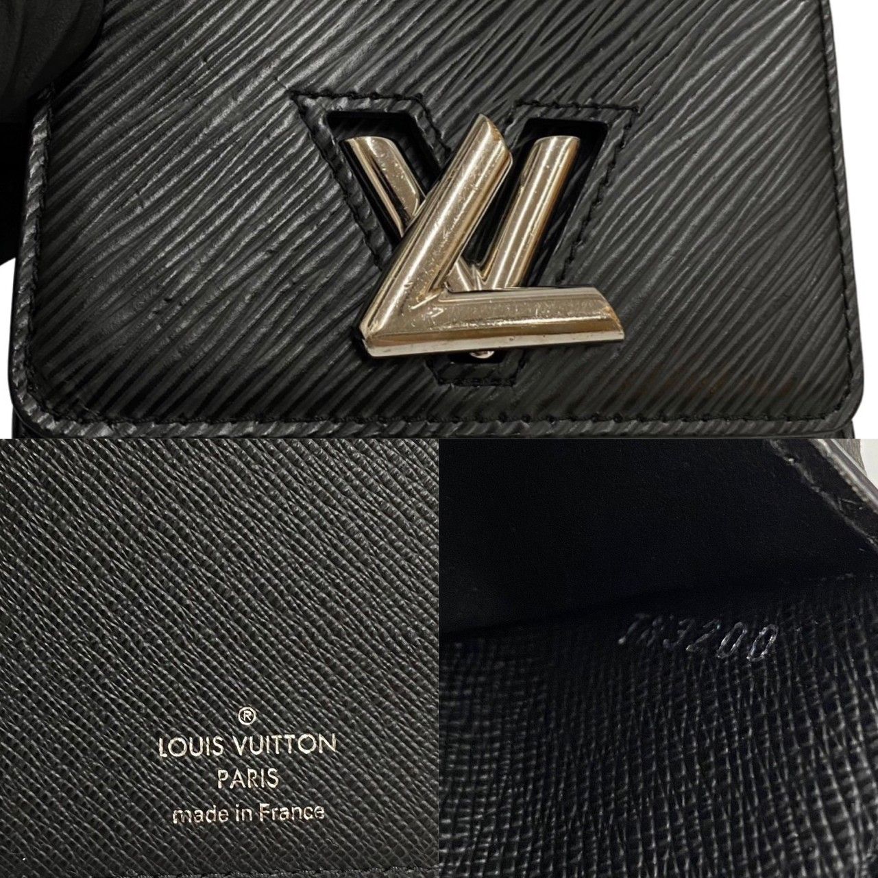 極 美品 箱 袋付き LOUIS VUITTON ルイヴィトン ポルトフォイユ ツイスト コンパクト エピ レザー 二つ折り 財布 ブラック 12504