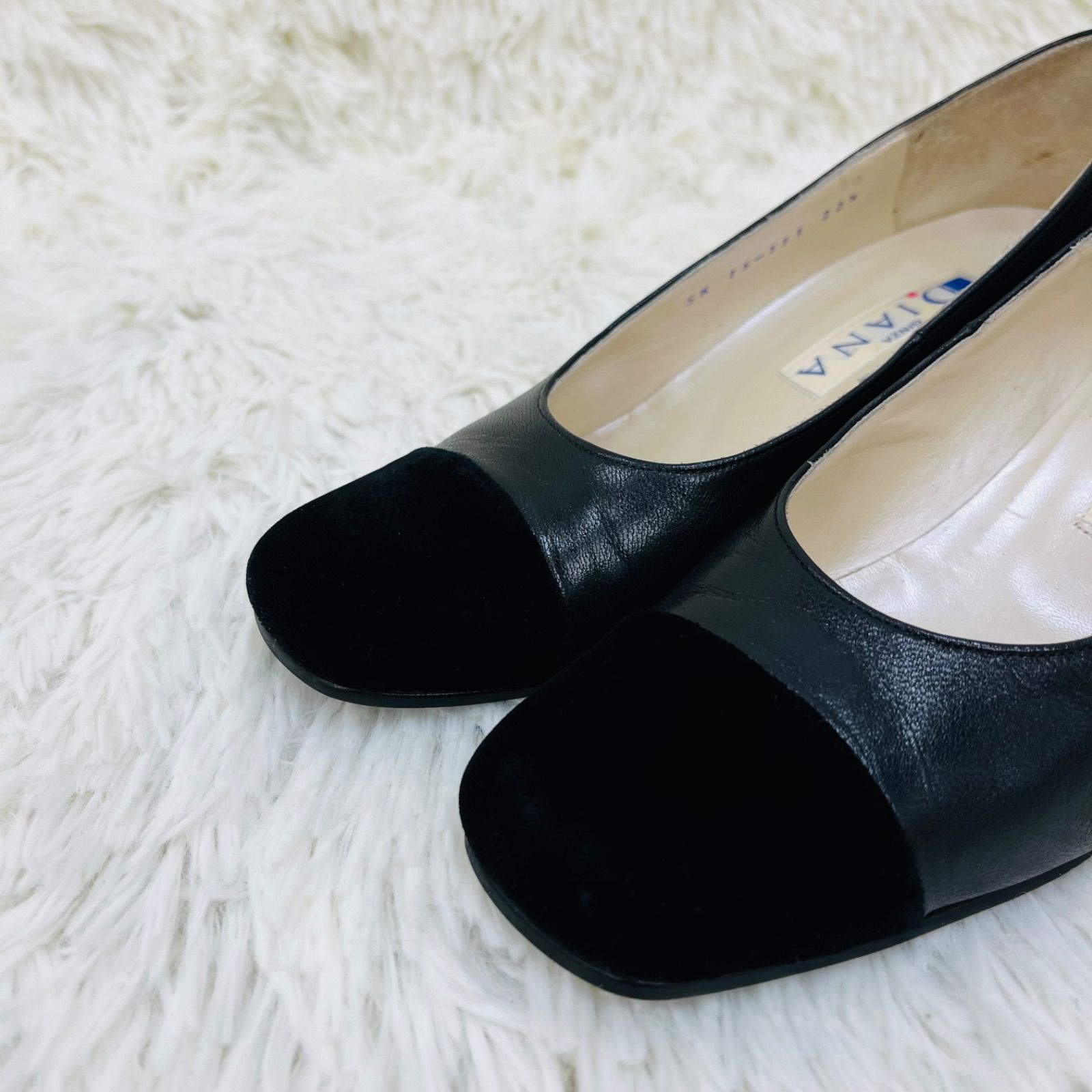 DIANA ダイアナ パンプス スウェードレザー 黒 ブラック 22.5cm