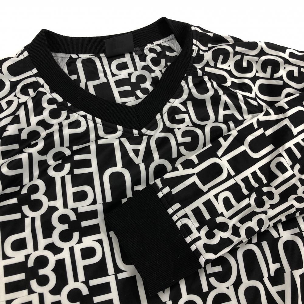 超 ウノピゥウノウグァーレトレゴルフ スニード 黒×白 ロゴ総柄 ブルゾン Vネック 裏地付 メンズ V L ゴルフウェア 1PIU1UGUALE3 LLC-HASEGAWATOSO_COM