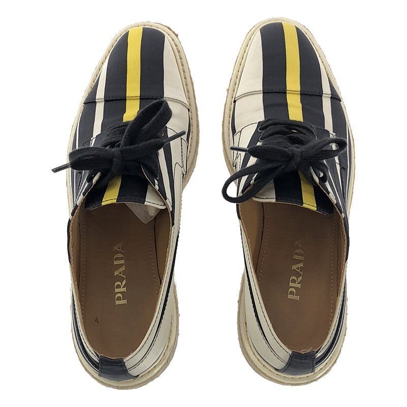PRADA / プラダ | シルク ストライプ エスパドリーユ プラットフォーム