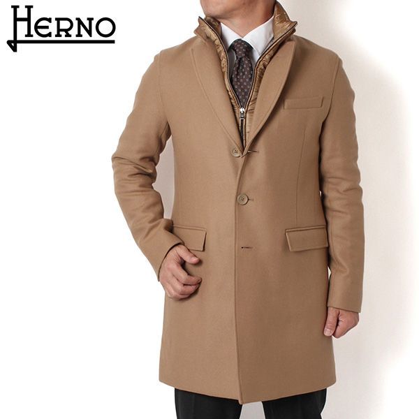 25AWモデル ヘルノ HERNO メンズ ウールメルトン 中綿 チェスターコート ベージュ CA000202U 33432R 2150| 2025-26AW m-outer