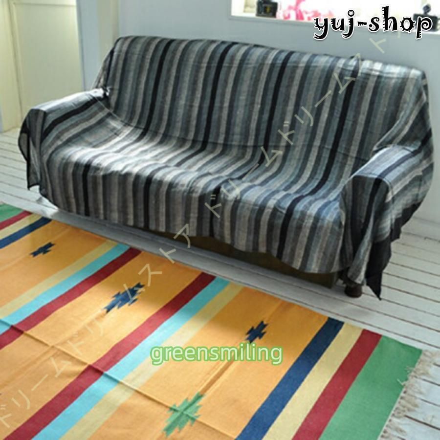 アジアン マルチカバー ソファーカバー ニューシェードストライプ 150×225cm前後 ソファカバー エスニック 一枚布 長方形 2人掛け ベッドカバー 雑貨 かわいい
