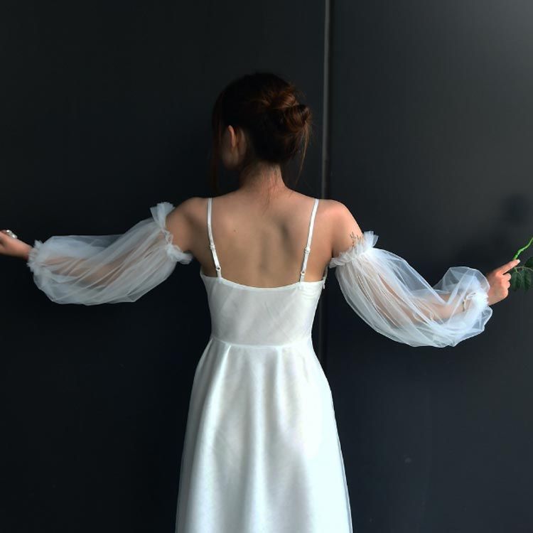 花嫁 ウェディング 付け袖 二の腕 ゴム留め パーティードレス